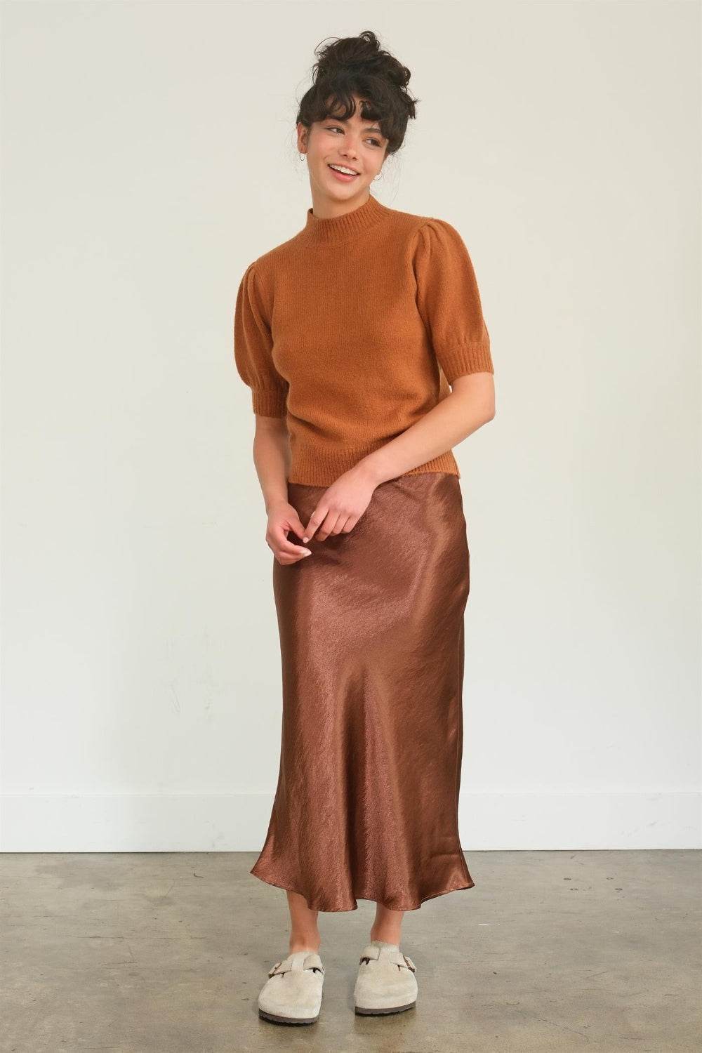 HYFVE Mock Neck Puff Sleeve Sweater - DaTrendStore.Com