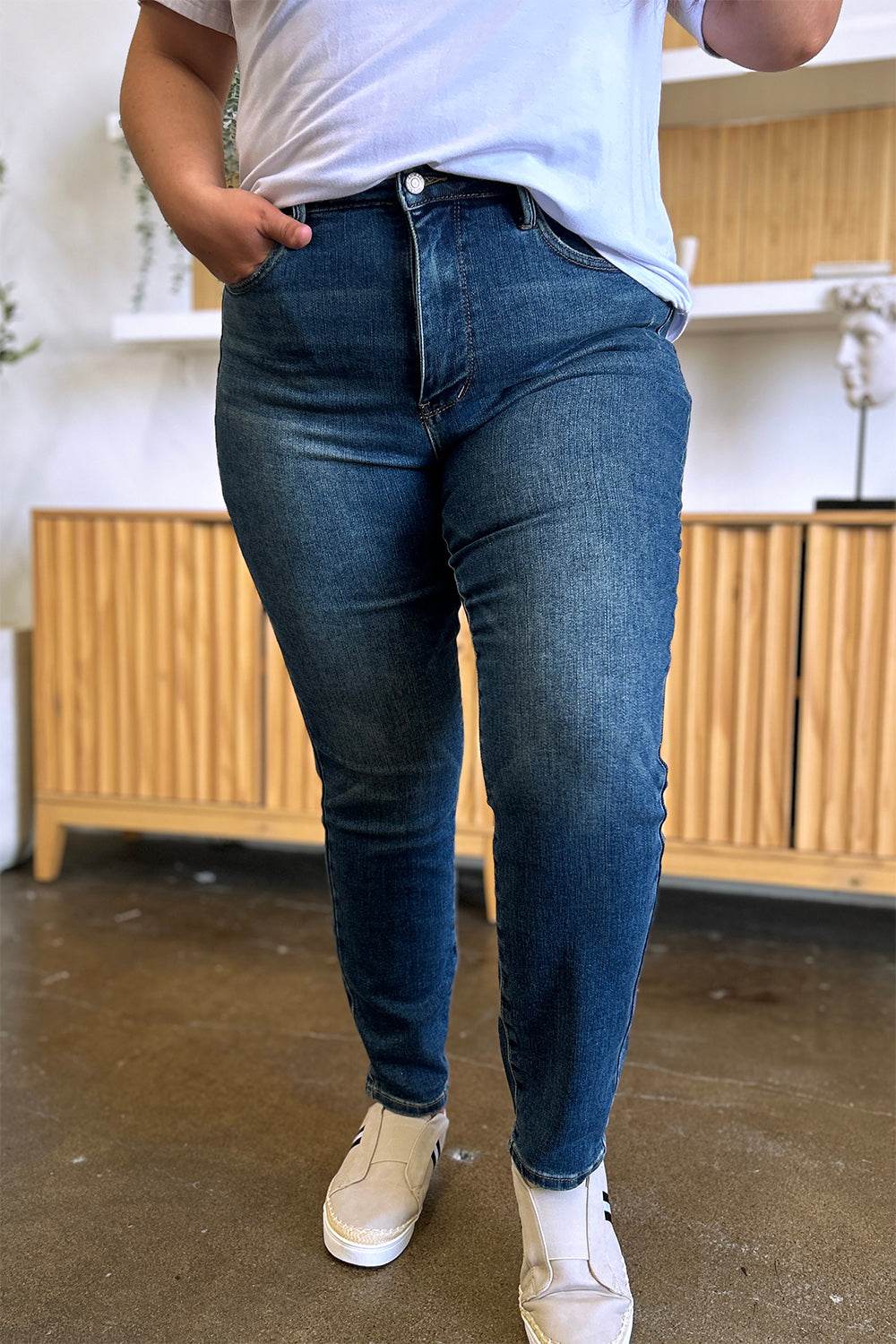 Judy Blue Full Size Tummy Control High Waist Slim Jeans - DaTrendStore.Com