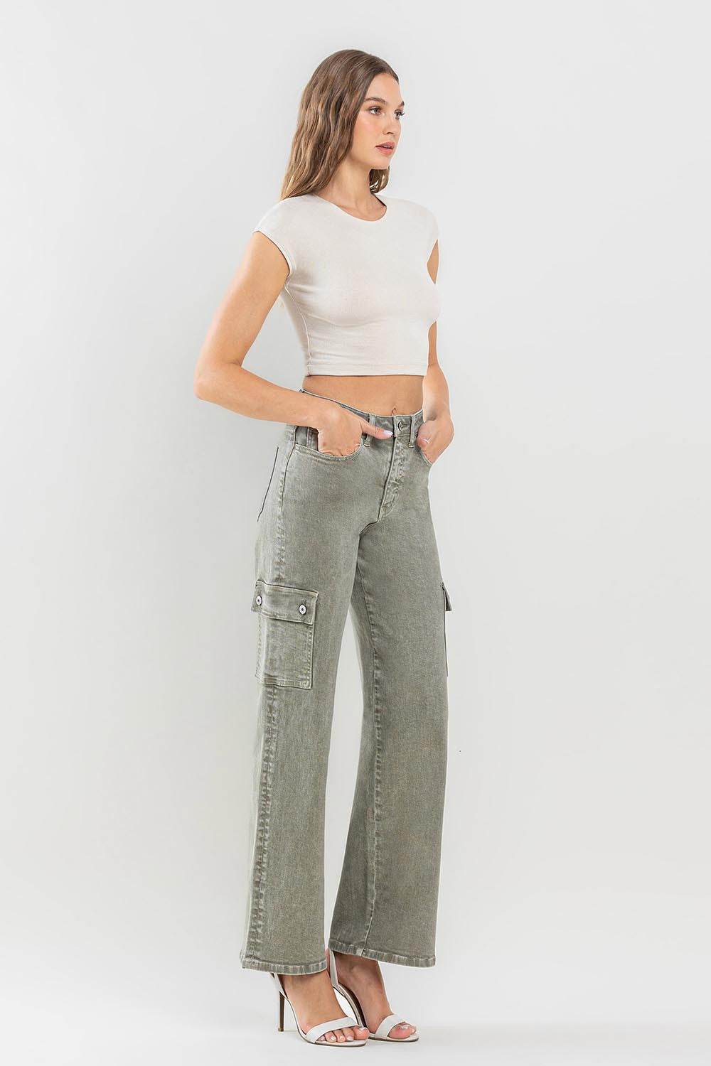Vervet by Flying Monkey 90's Super High Rise Cargo Jeans - DaTrendStore.Com