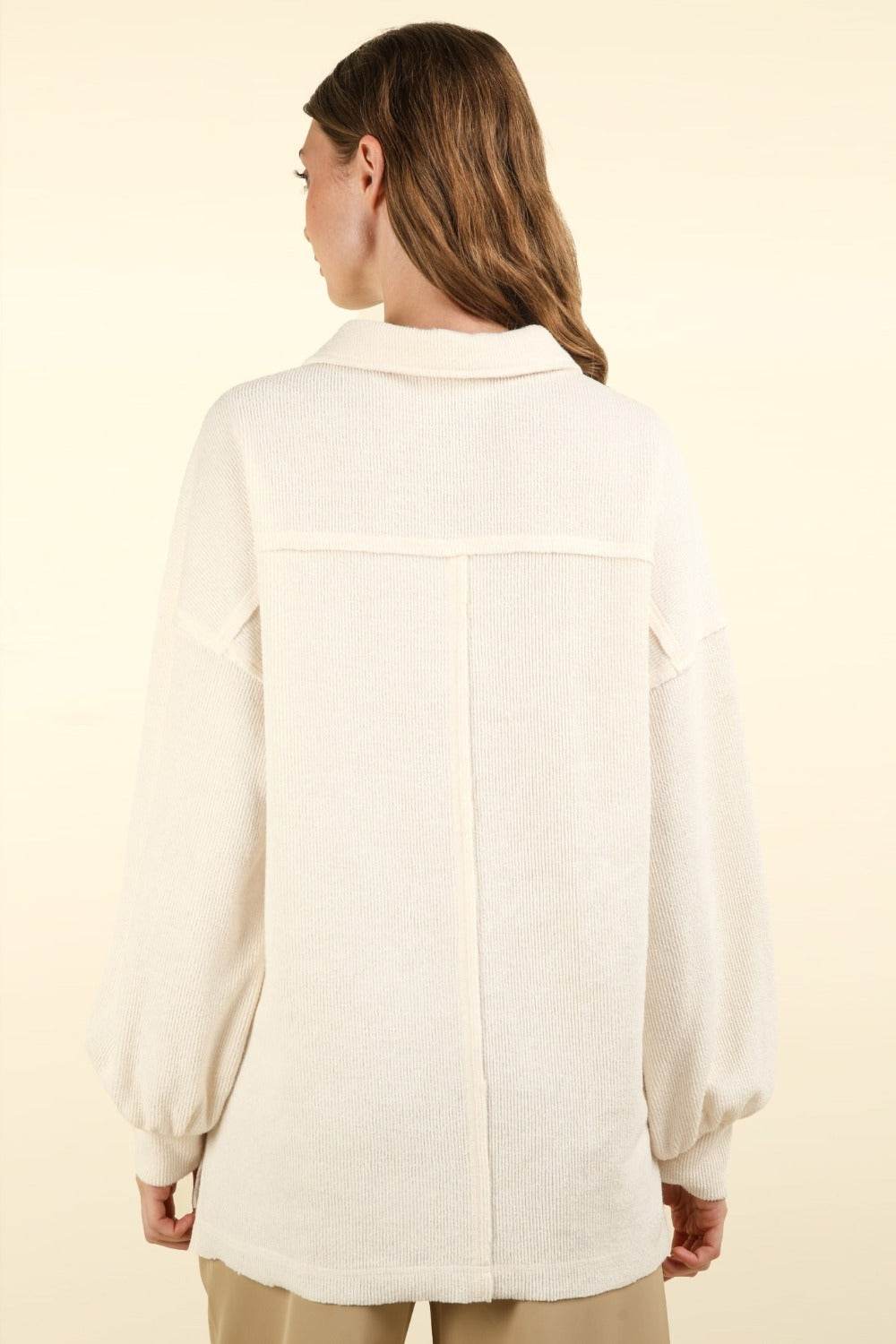 VERY J Collared Half Button Knit Top with Pockets - DaTrendStore.Com