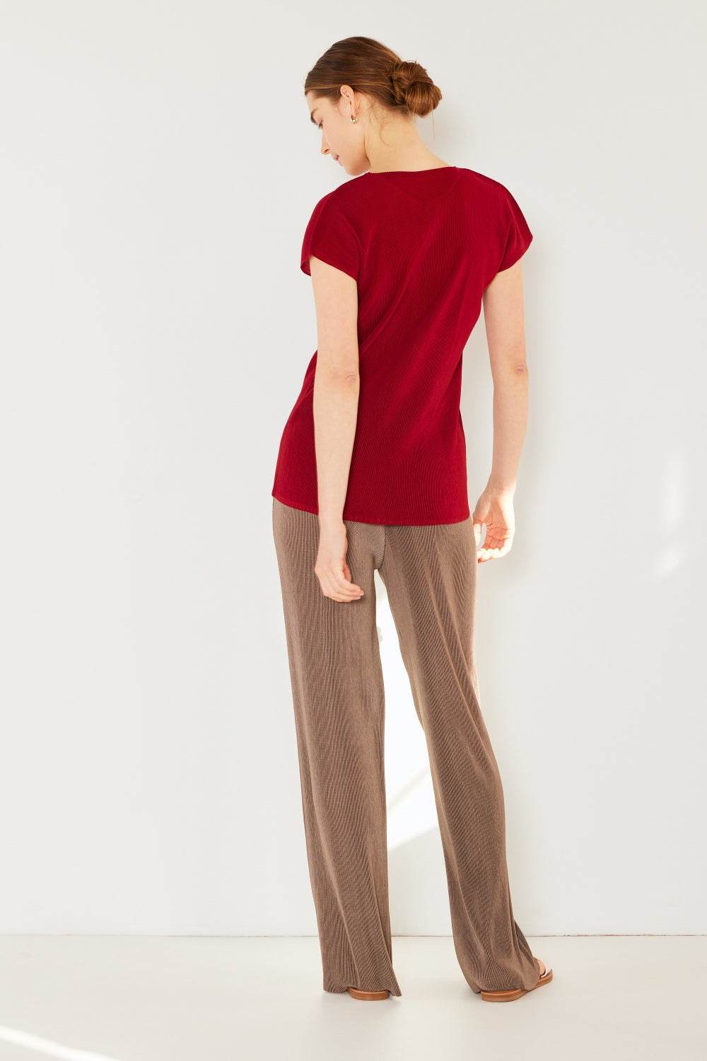 Marina West Swim Rib Pleated Cap Sleeve Top - DaTrendStore.Com