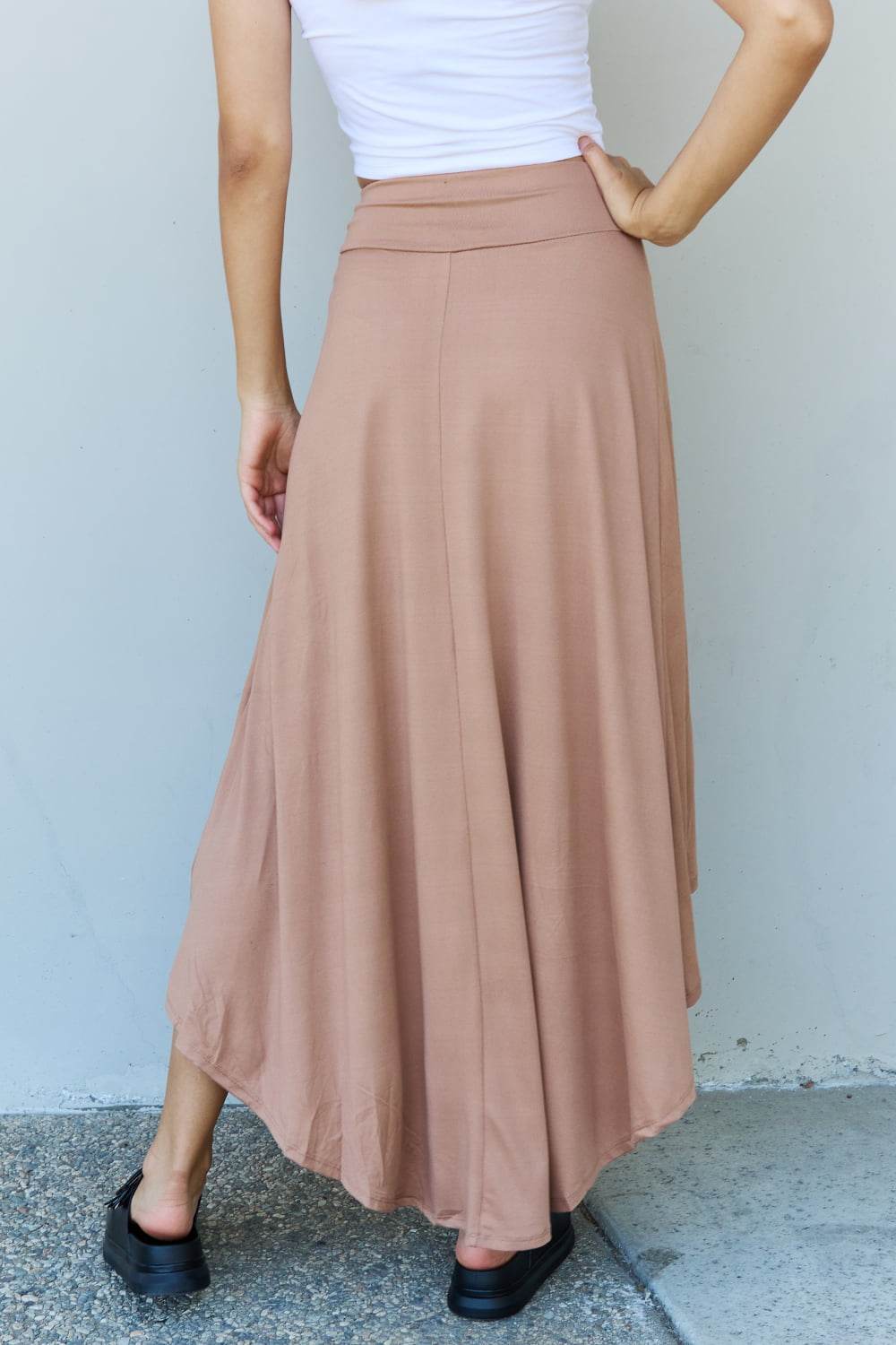 Ninexis First Choice High Waisted Flare Maxi Skirt in Camel - DaTrendStore.Com