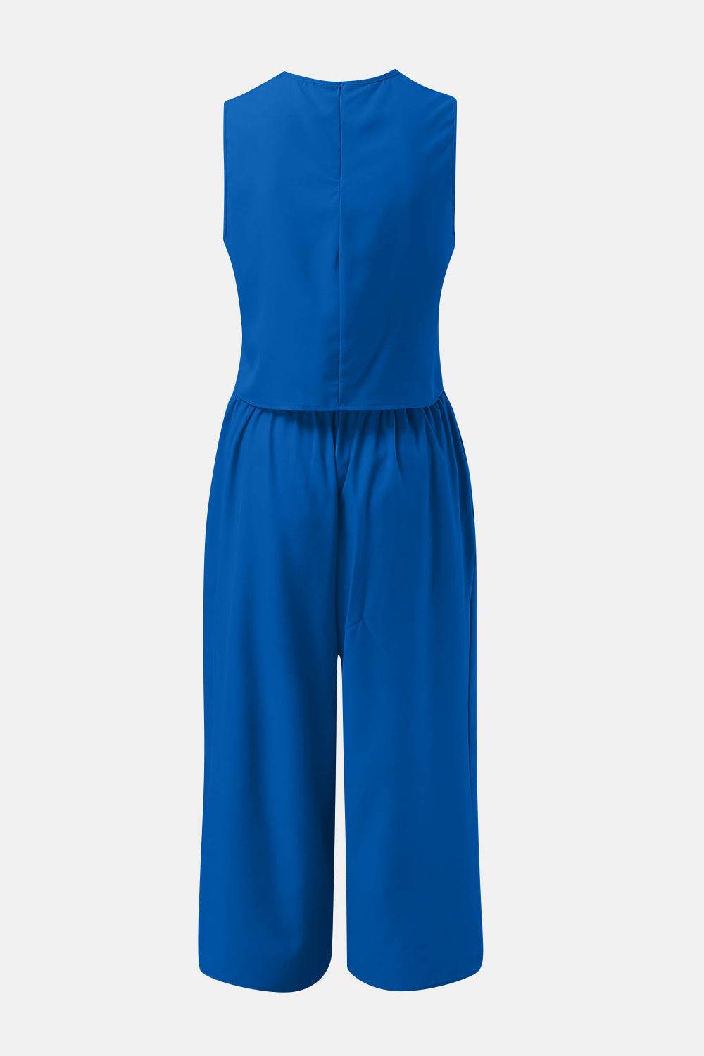 Round Neck Top and Wide Leg Pants Set - DaTrendStore.Com
