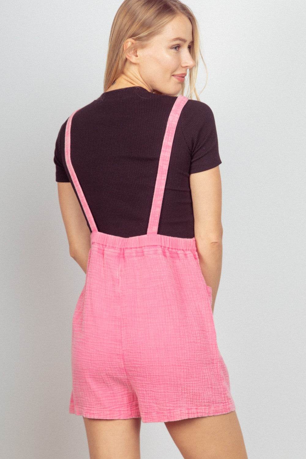 VERY J Sleeveless Double Gauze Overalls with Pockets - DaTrendStore.Com