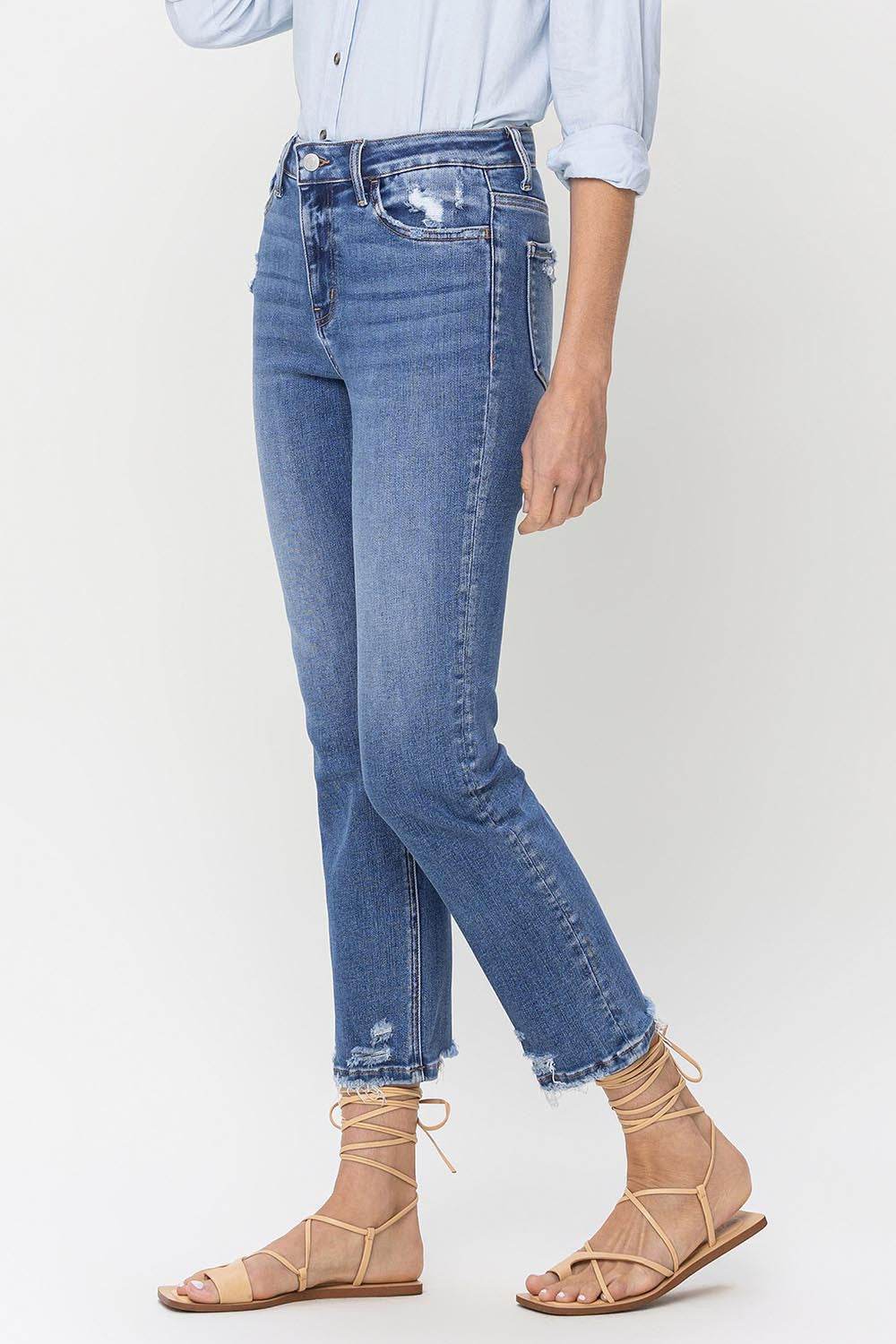 Lovervet High Rise Raw Hem Straight Jeans - DaTrendStore.Com