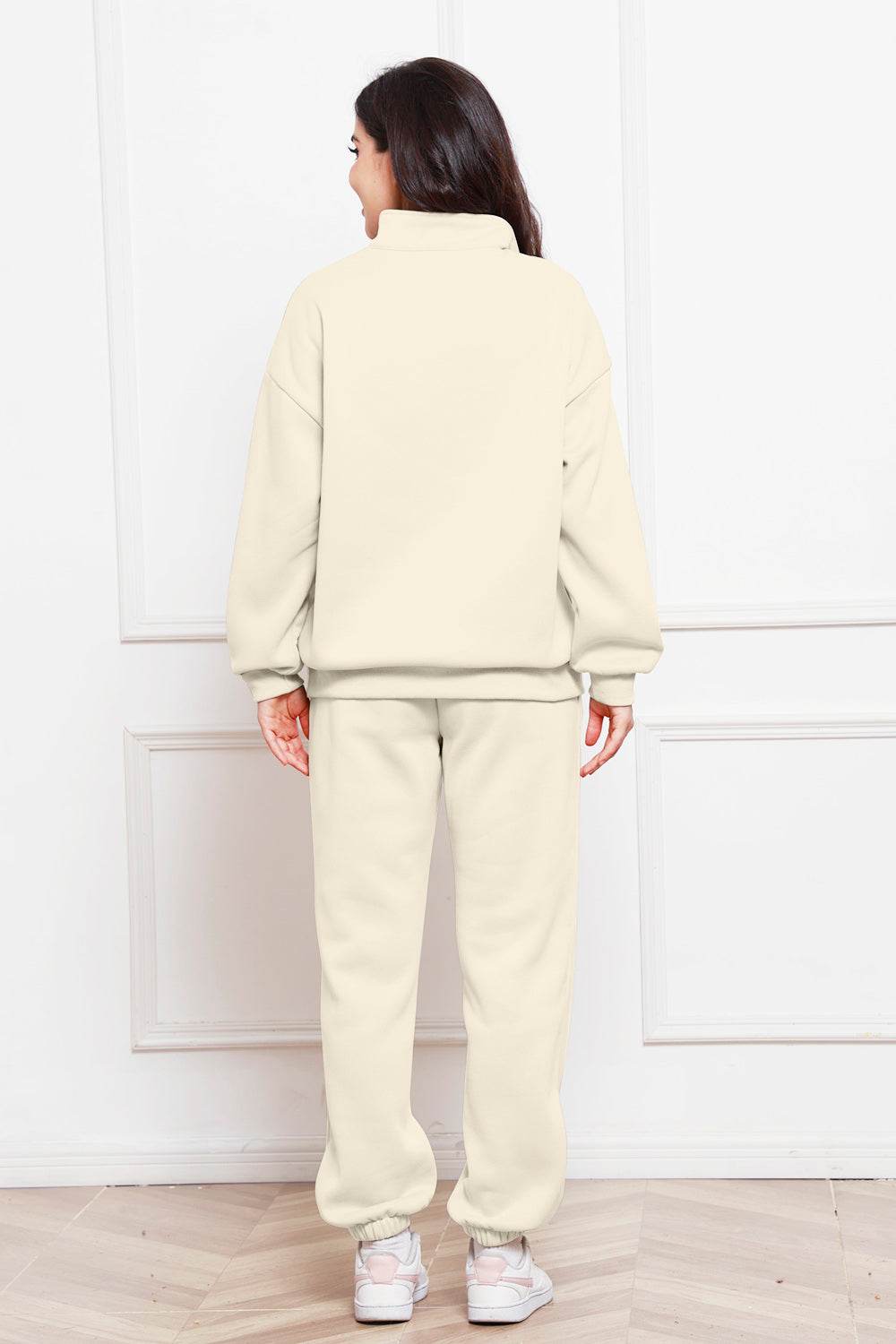 Half Zip Long Sleeve Sweatshirt and Pants Set - DaTrendStore.Com