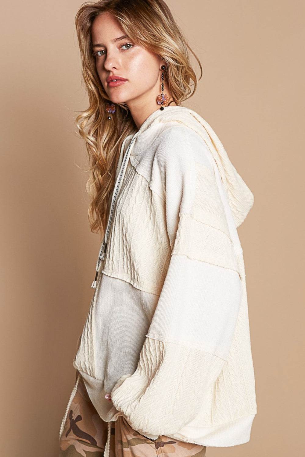 POL Exposed Seam Hooded Knit Top - DaTrendStore.Com