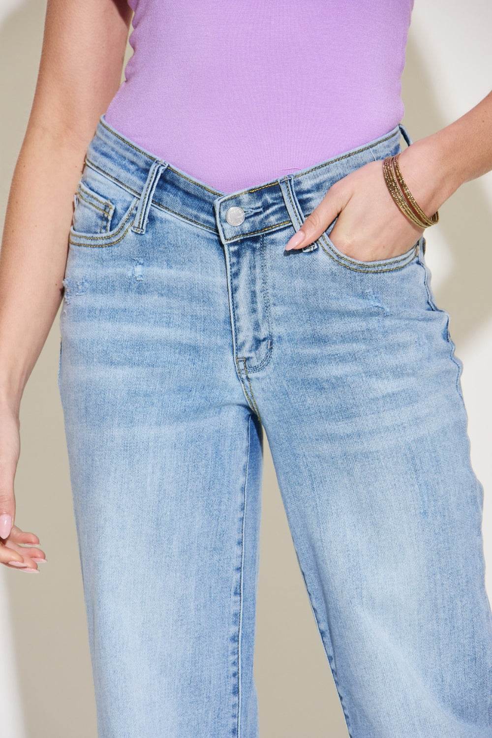 Judy Blue Full Size V Front Waistband Straight Jeans - DaTrendStore.Com