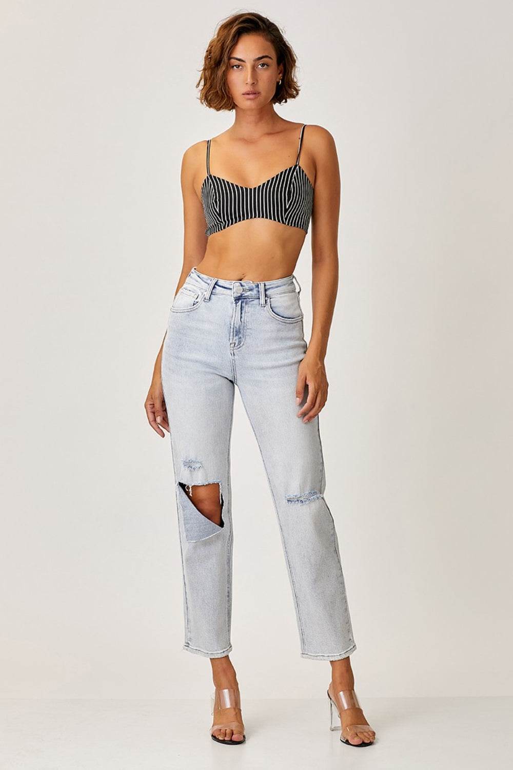 RISEN High Rise Distressed Relaxed Jeans - DaTrendStore.Com