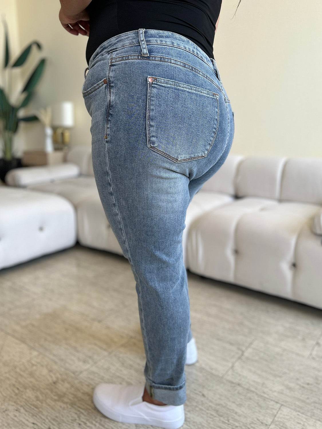 Judy Blue Full Size High Waist Cuff Hem Jeans - DaTrendStore.Com