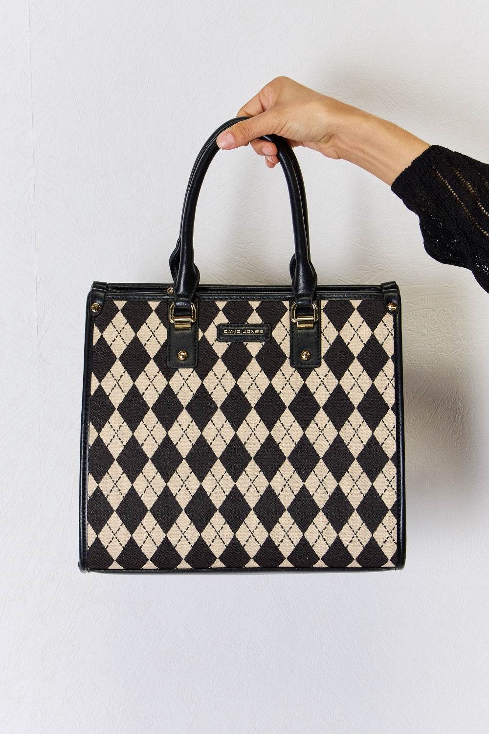 David Jones Argyle Pattern PU Leather Handbag - DaTrendStore.Com