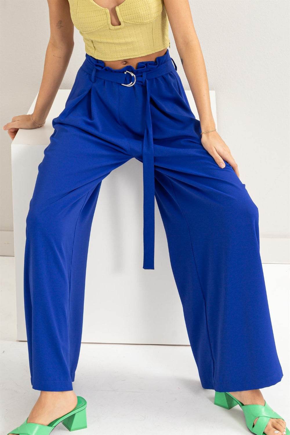 HYFVE Paperbag Waist Wide Leg Pants - DaTrendStore.Com