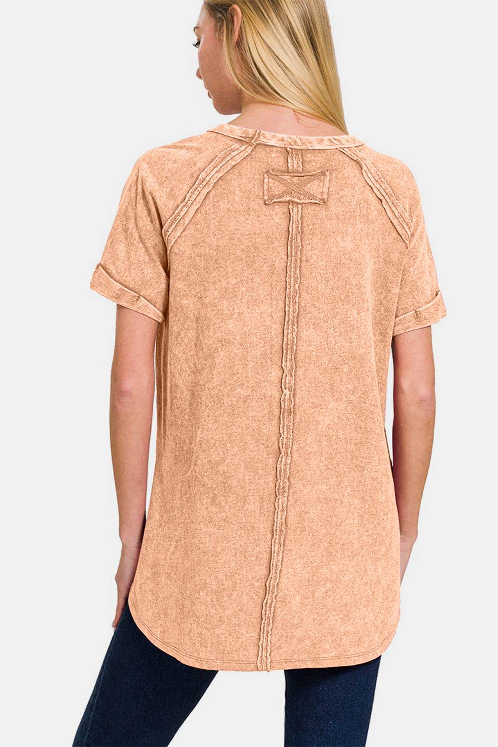 Zenana Heathered Round Neck Short Sleeve Top - DaTrendStore.Com