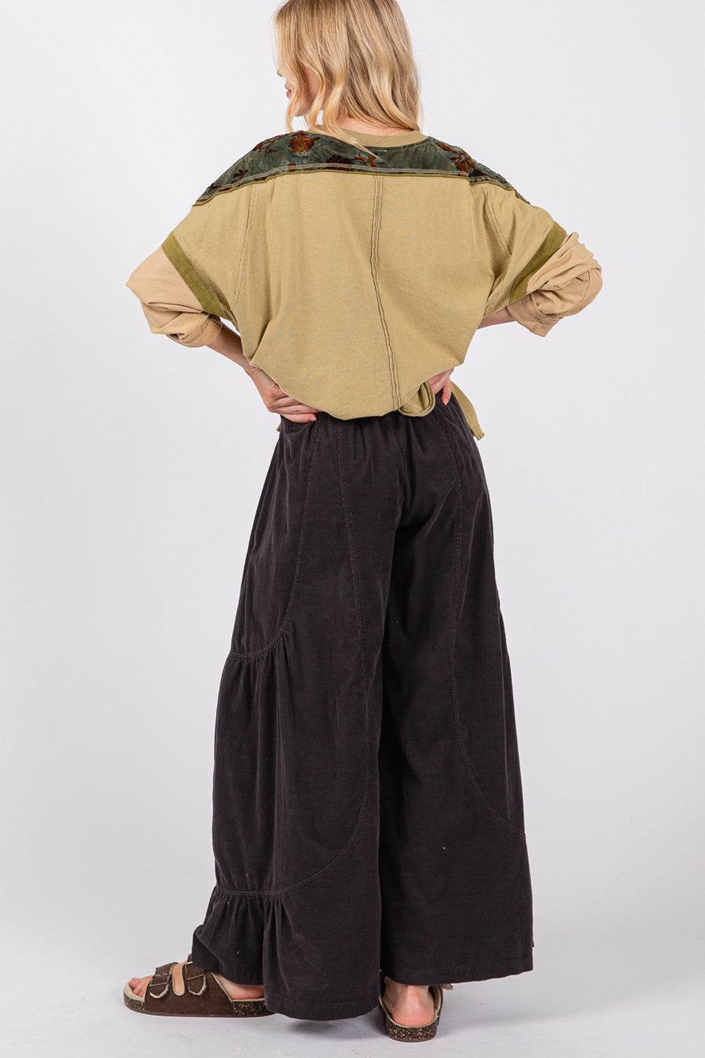 SAGE + FIG High Rise Corduroy Wide Leg Pants - DaTrendStore.Com