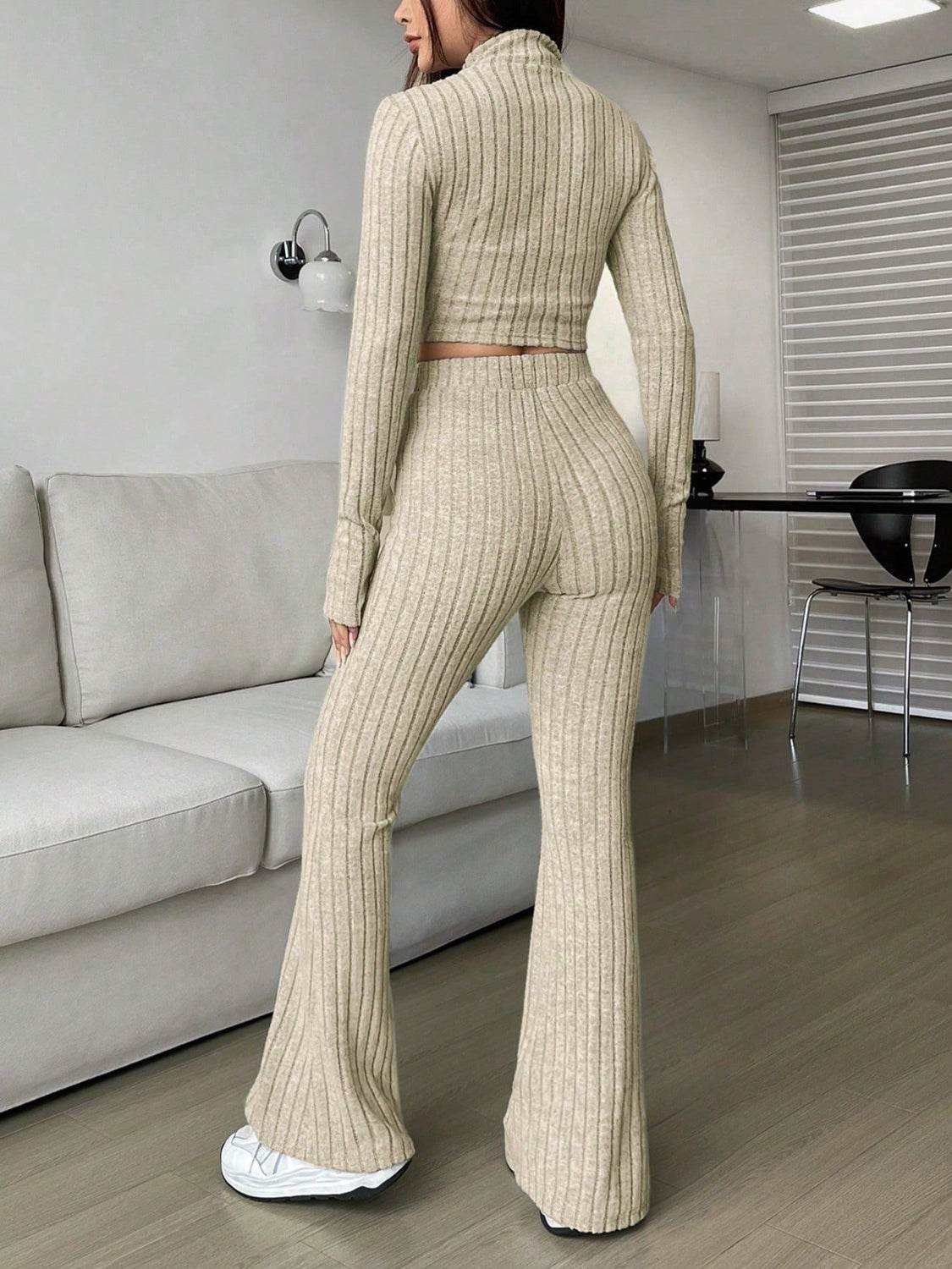 Honey Zip Up Long Sleeve Top and Pants Set - DaTrendStore.Com