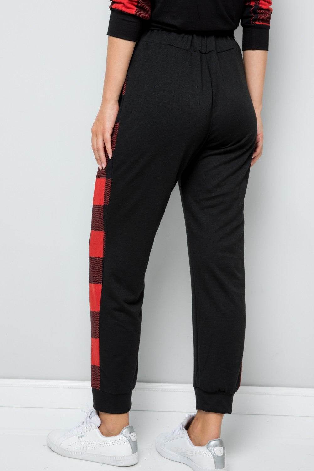 Celeste Design Full Size Plaid Side Print Sweatpants - DaTrendStore.Com