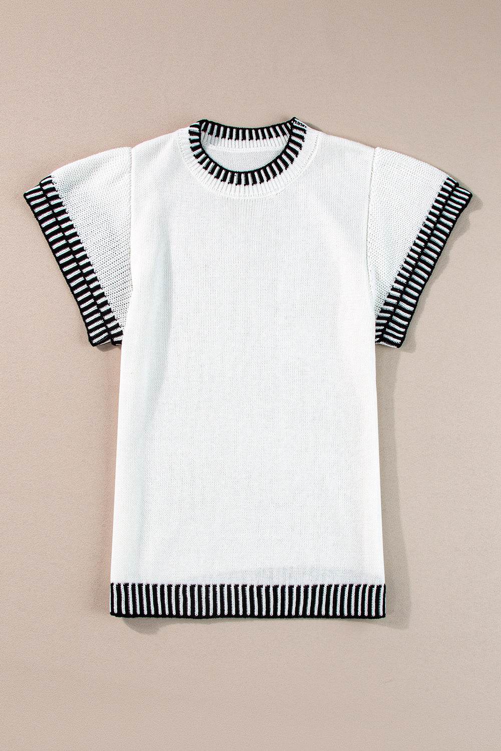 Round Neck Short Sleeve Knit Top - DaTrendStore.Com
