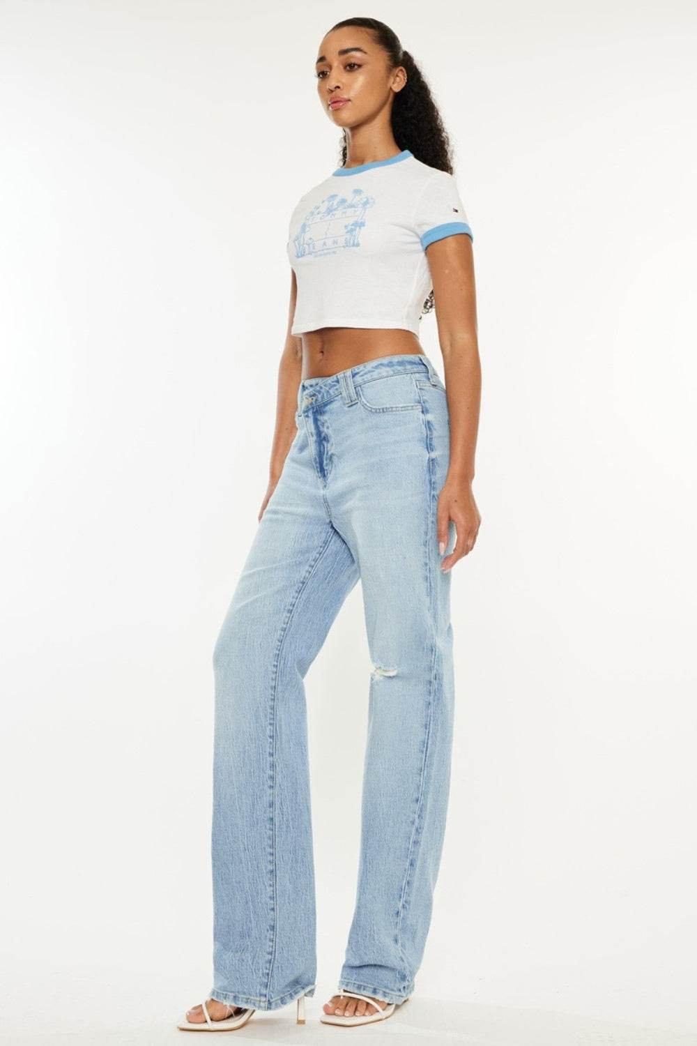 Kancan Distressed High Waist Straight Jeans - DaTrendStore.Com