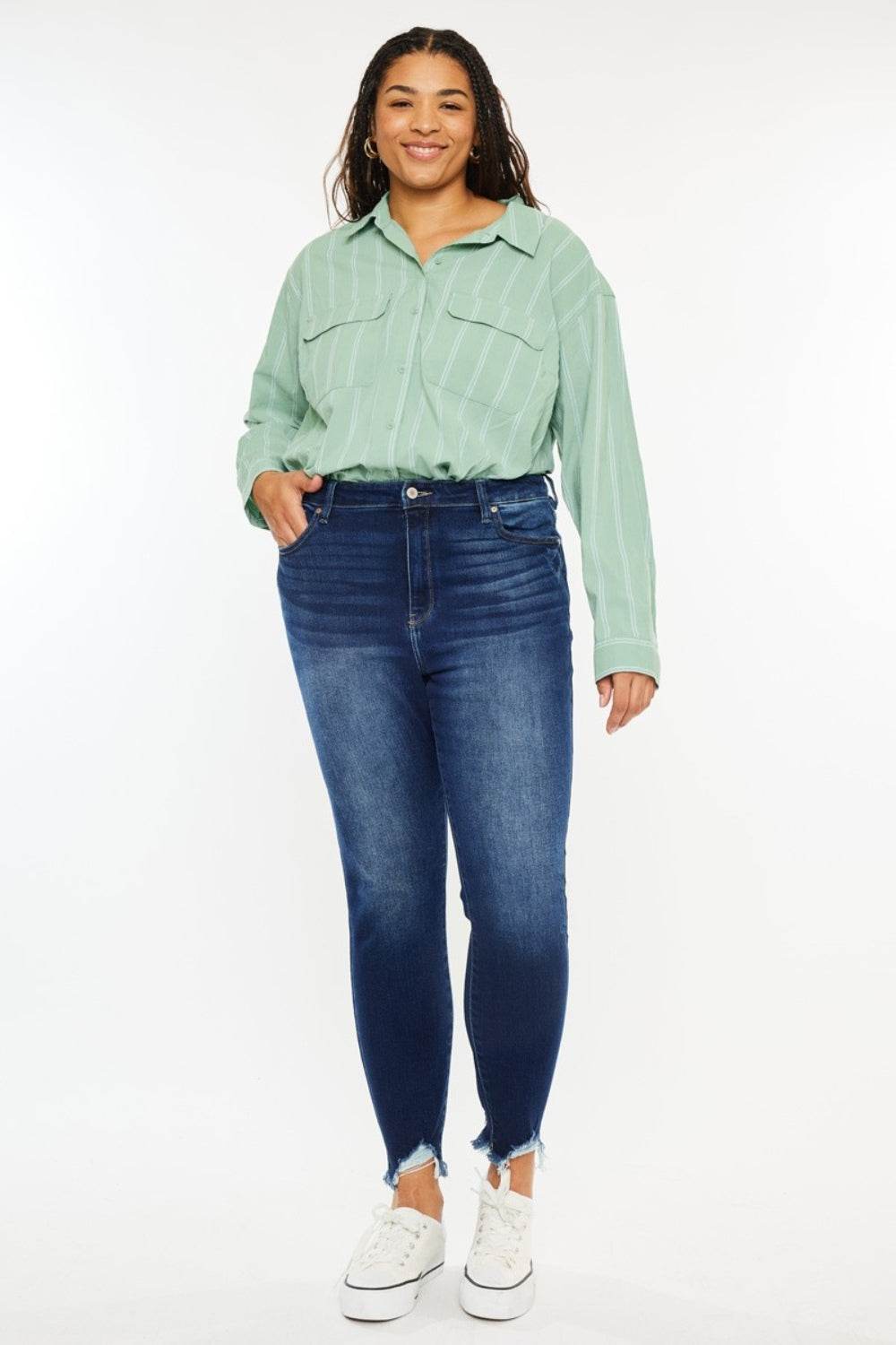 Kancan Full Size High Rise Frayed Ankle Skinny Jeans - DaTrendStore.Com
