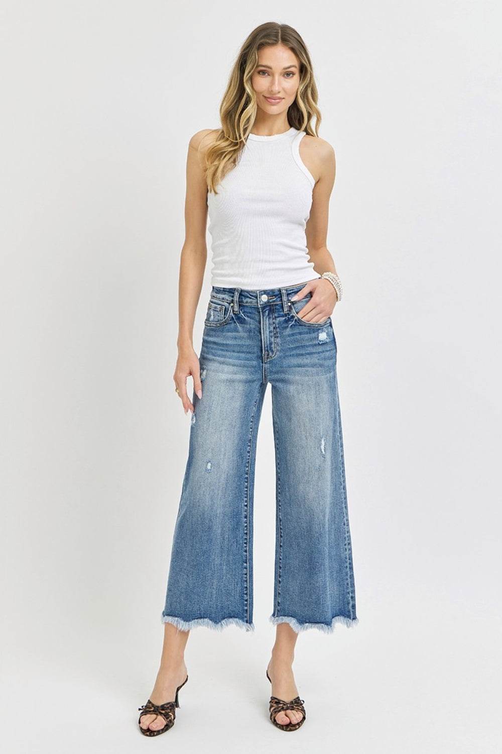 Risen High Rise Cropped Flare Jeans - DaTrendStore.Com