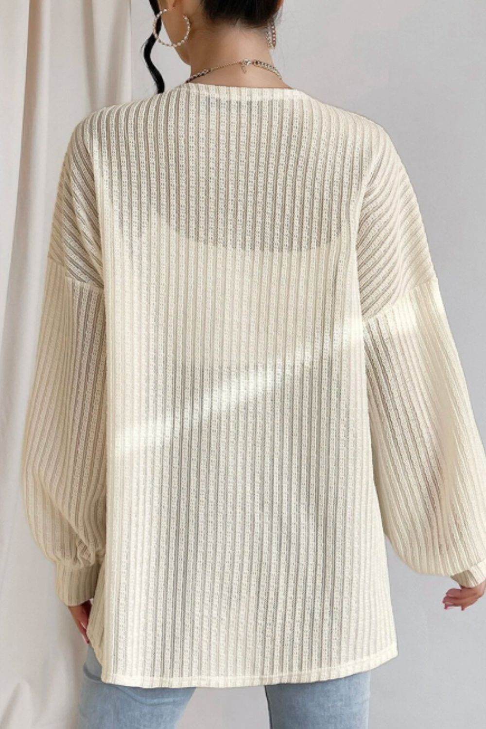 Open Front Long Sleeve Cardigan - DaTrendStore.Com