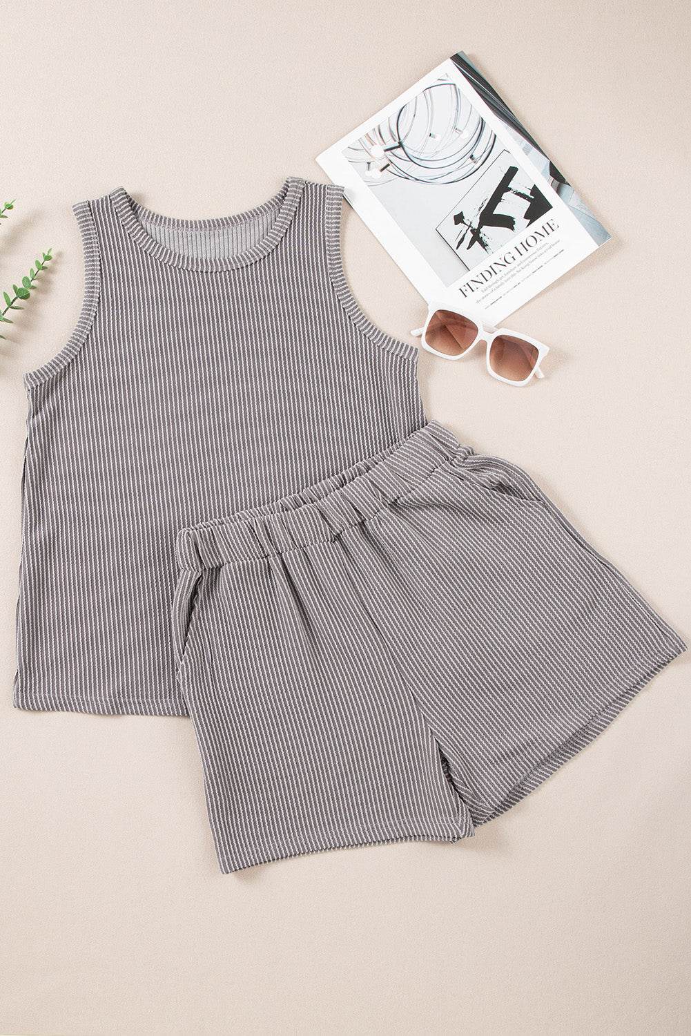 Round Neck Sleeveless Top and Shorts Set - DaTrendStore.Com