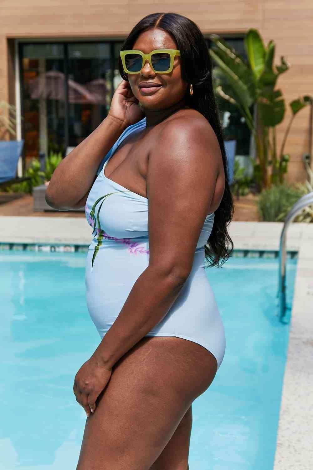 Marina West Swim Vacay Mode One Shoulder Swimsuit in Pastel Blue - DaTrendStore.Com