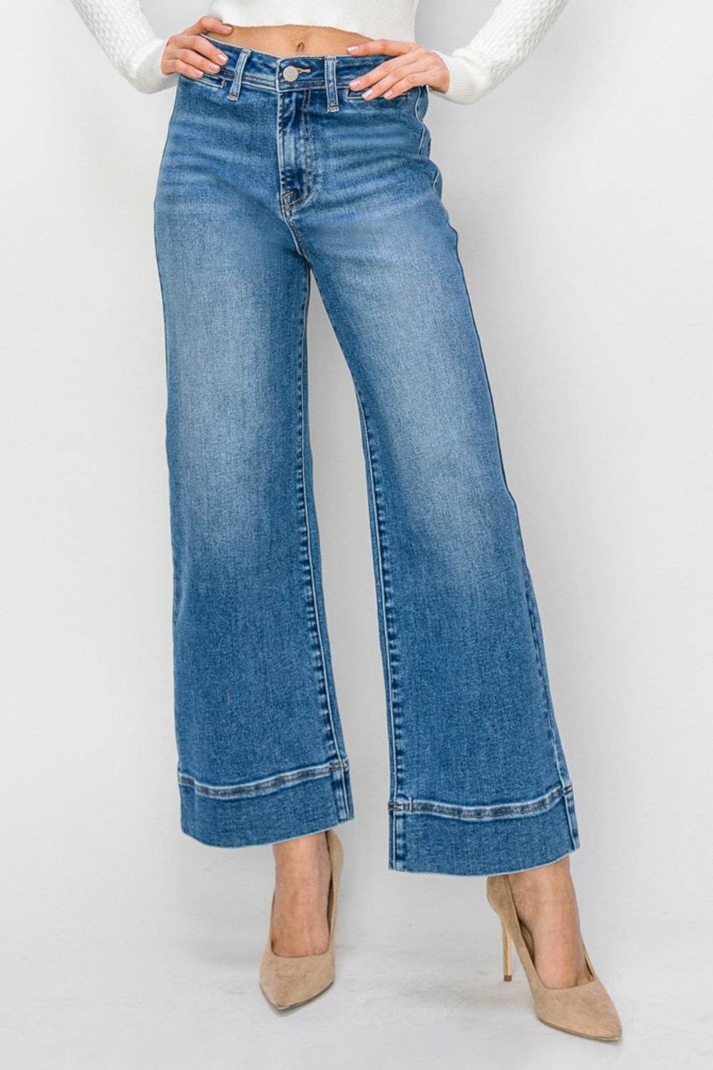 RISEN Full Size High Rise Wide Leg Jeans - DaTrendStore.Com