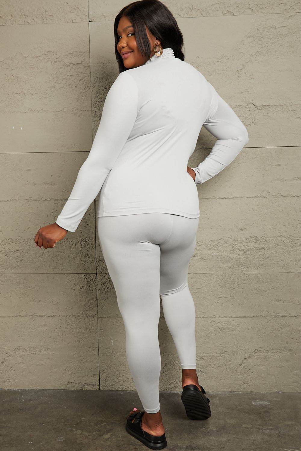 Zenana Friend in Me Full Size Mock Neck Top and Leggings Set - DaTrendStore.Com
