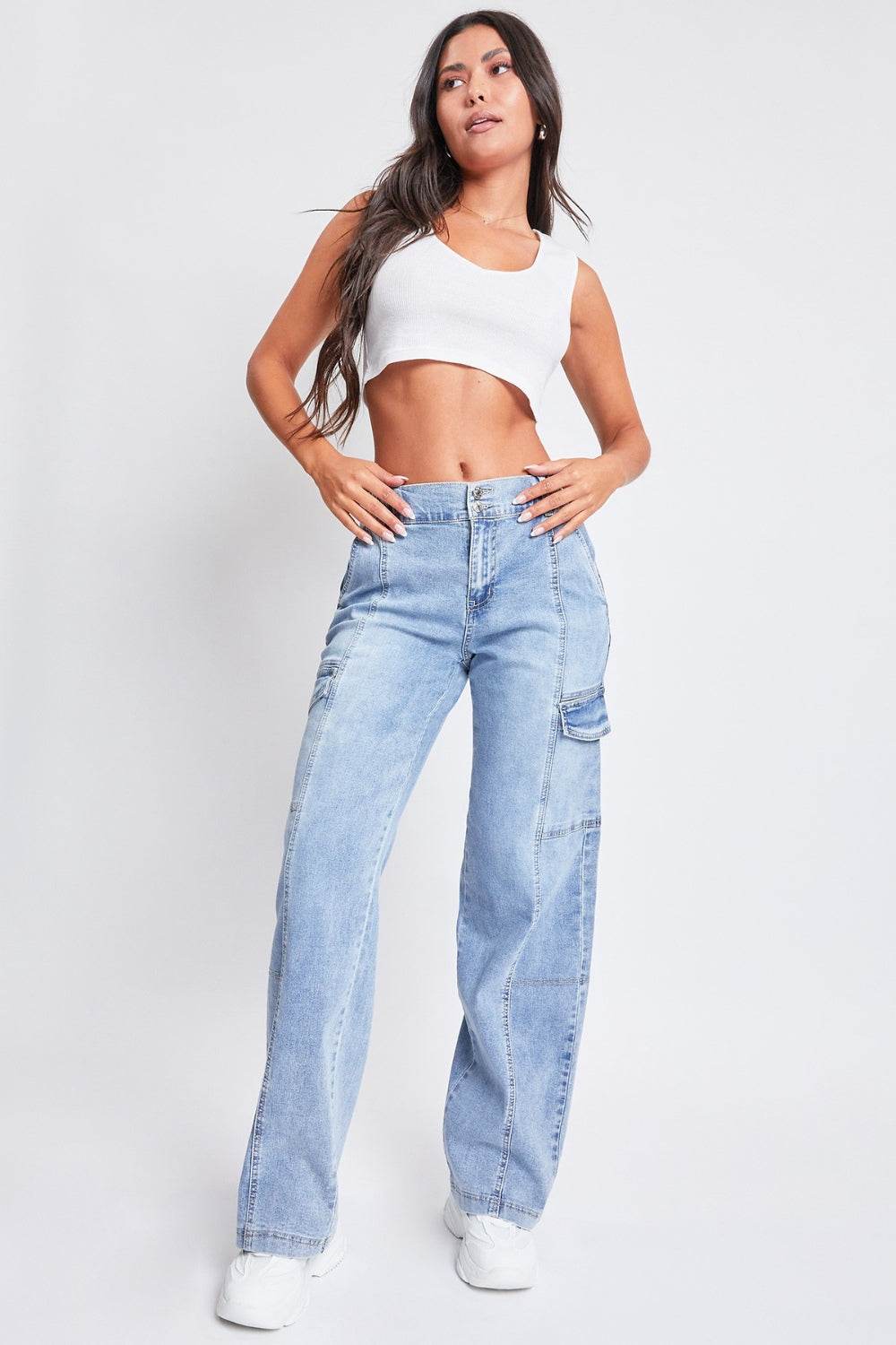 YMI Jeanswear High-Rise Straight Cargo Jeans - DaTrendStore.Com
