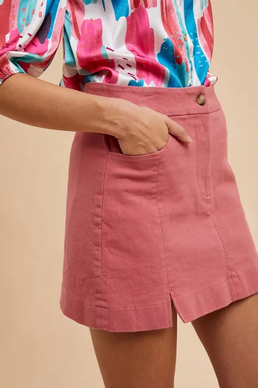 Annie Wear Rose Cotton Slit Mini Skirt