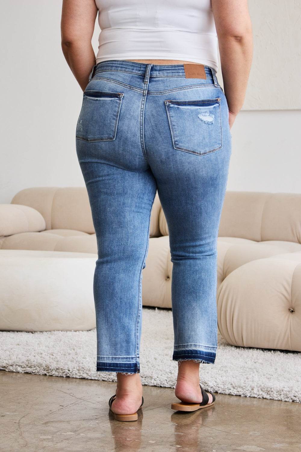 Judy Blue Full Size Release Hem Cropped Bootcut Jeans - DaTrendStore.Com