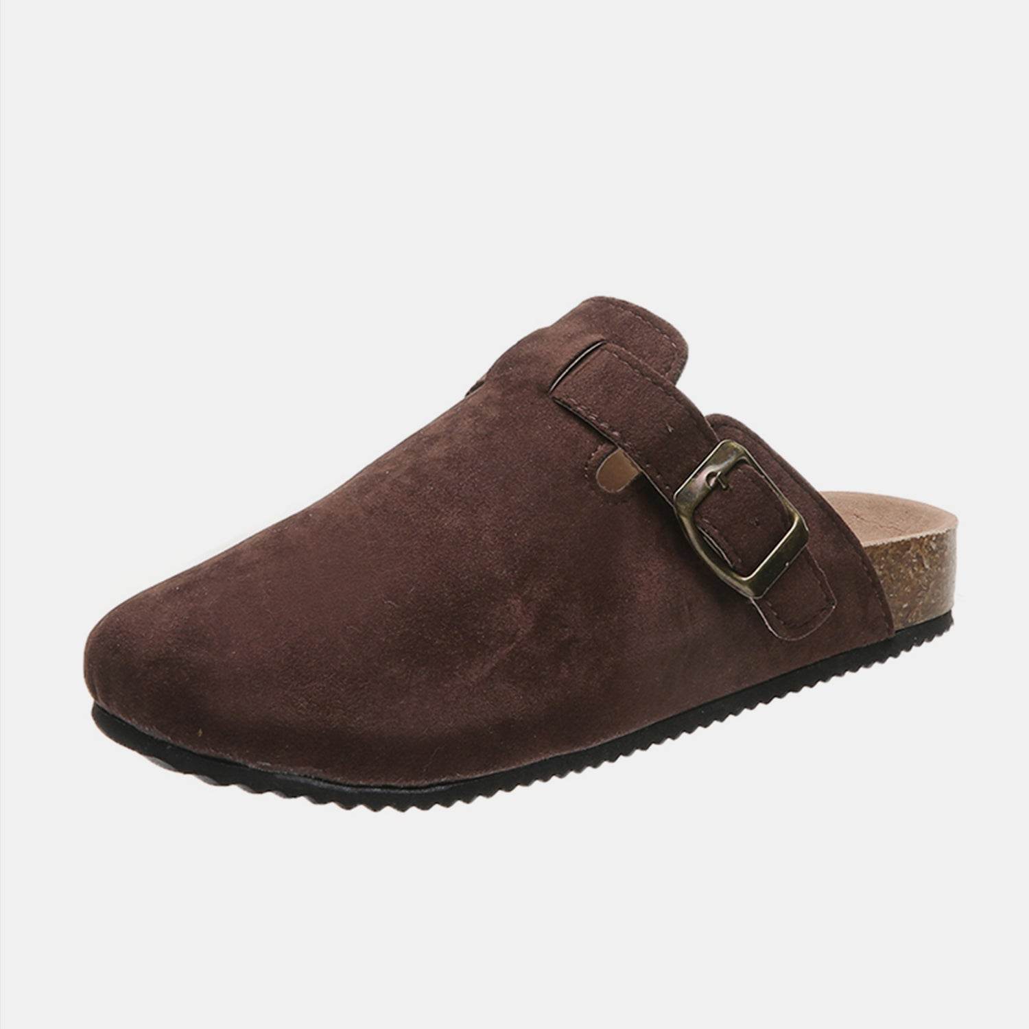 Suede Closed Toe Buckle Slide - DaTrendStore.Com