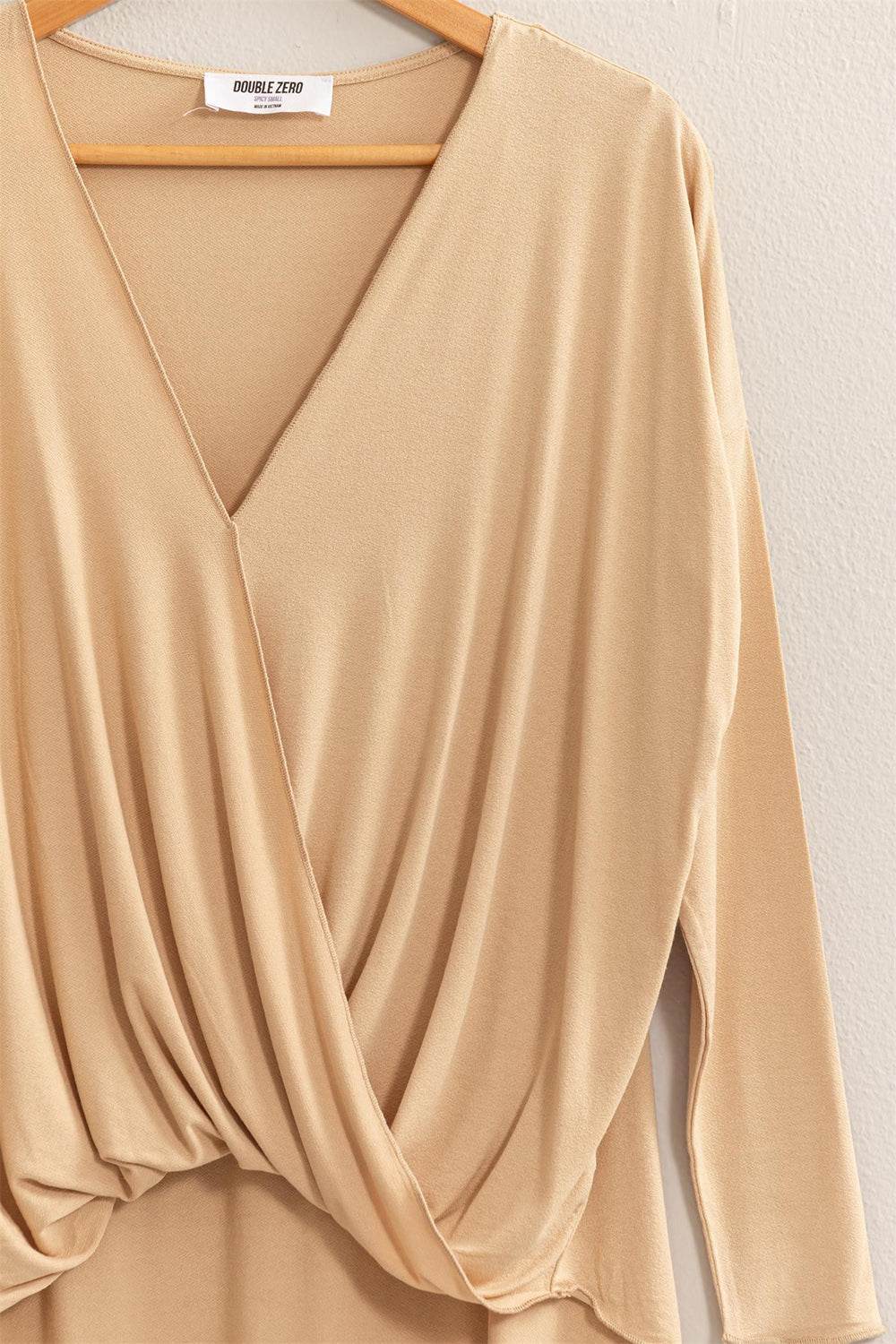 HYFVE Draped Drop Shoulder Long Sleeve Top - DaTrendStore.Com