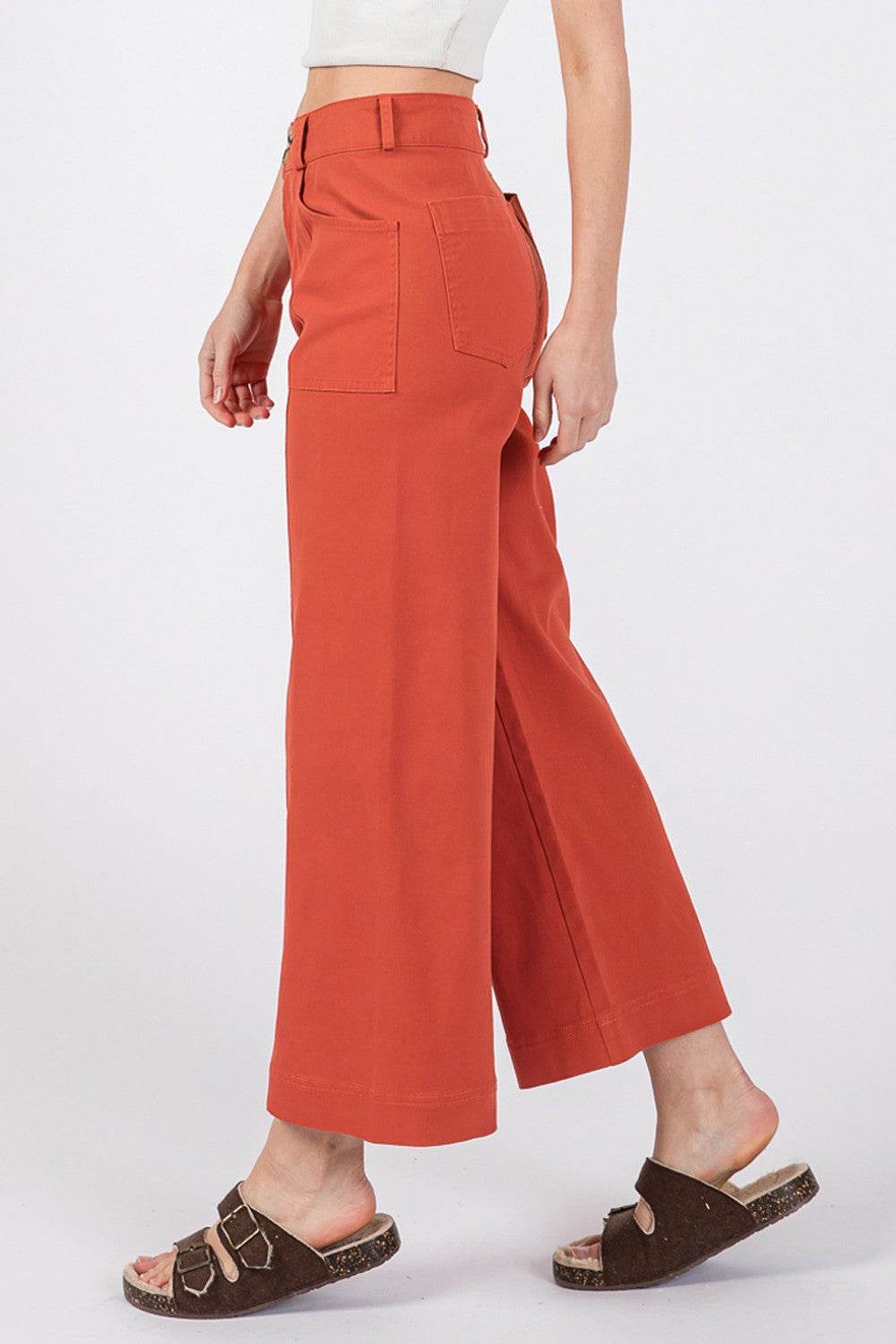 SAGE + FIG Wide Leg Cropped Pants - DaTrendStore.Com