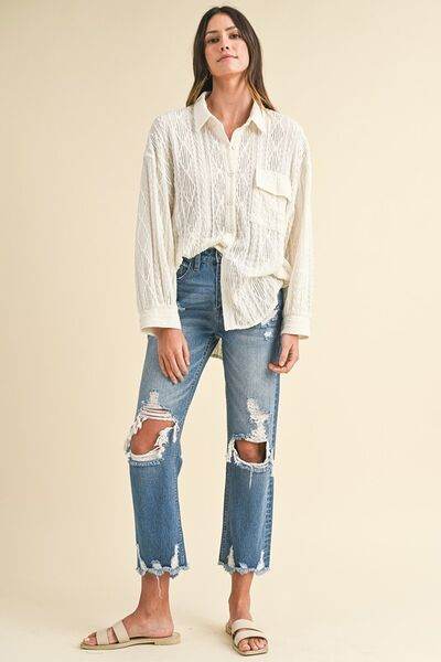 Annie Wear Distressed Raw Hem Cropped Jeans - DaTrendStore.Com