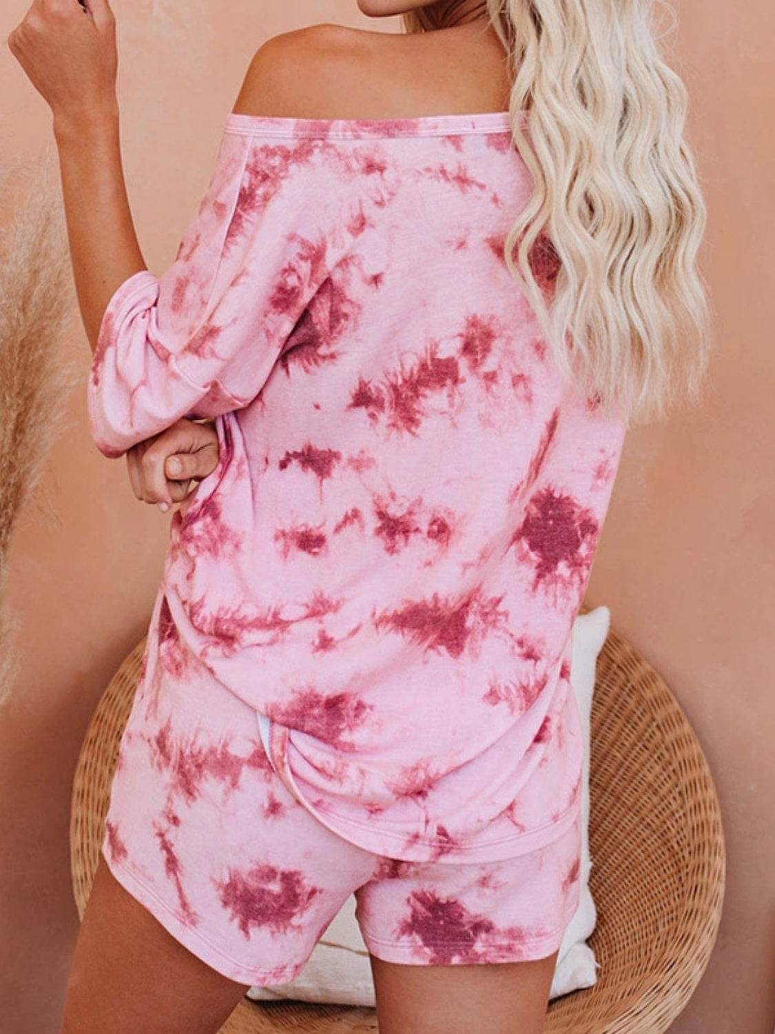 Tie-Dye Half Sleeve Top and Shorts Set - DaTrendStore.Com
