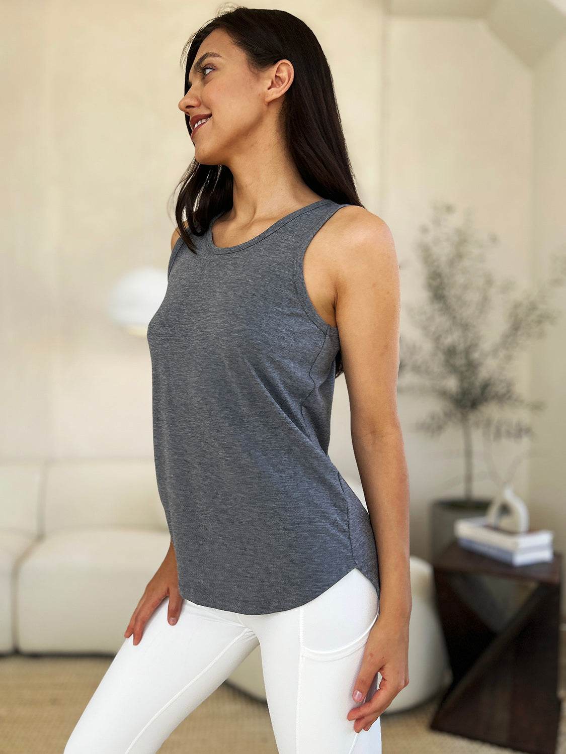Basic Bae Full Size Round Neck Curved Hem Tank - DaTrendStore.Com