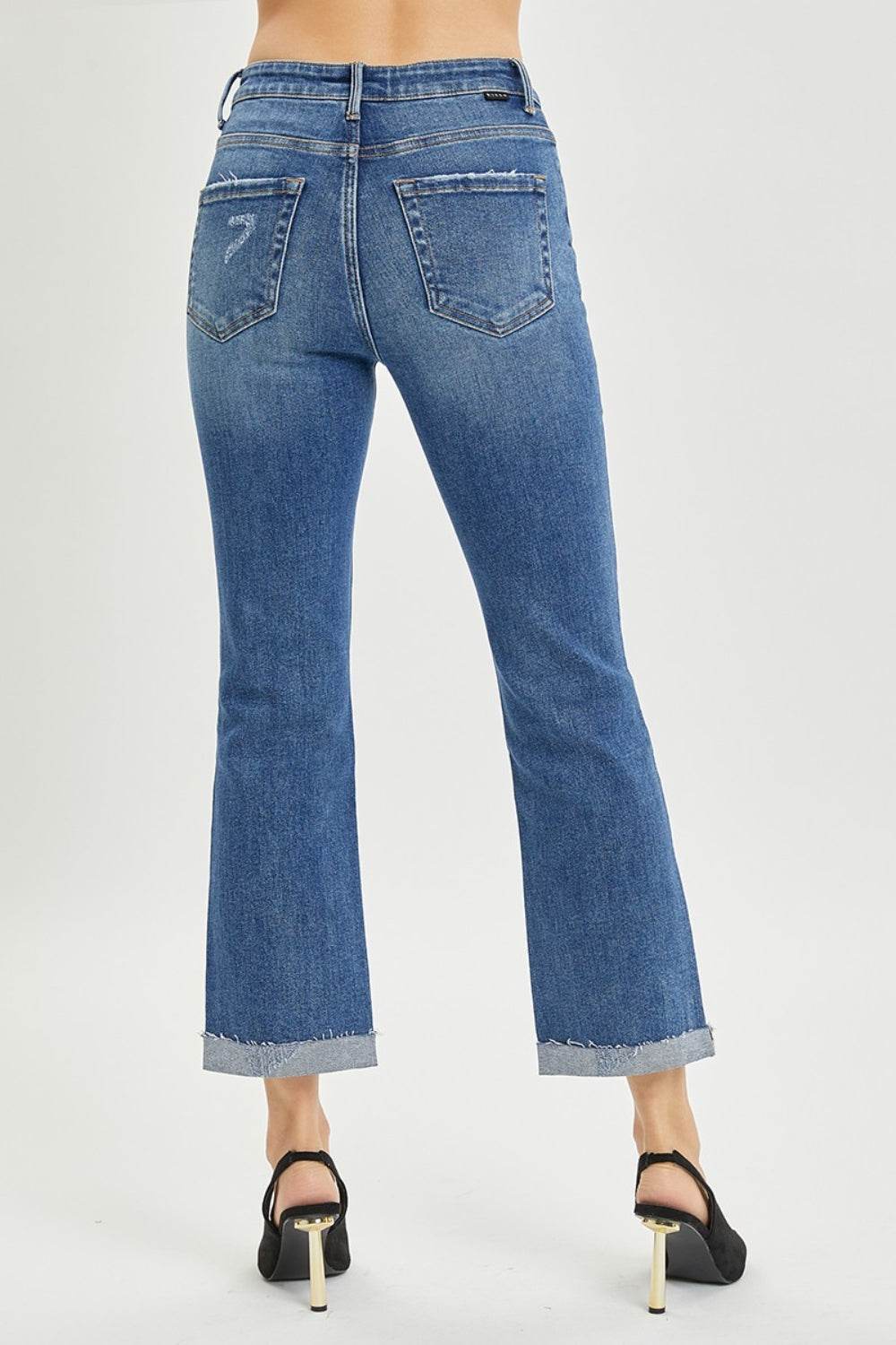RISEN Full Size Button Fly Cropped Bootcut Jeans - DaTrendStore.Com