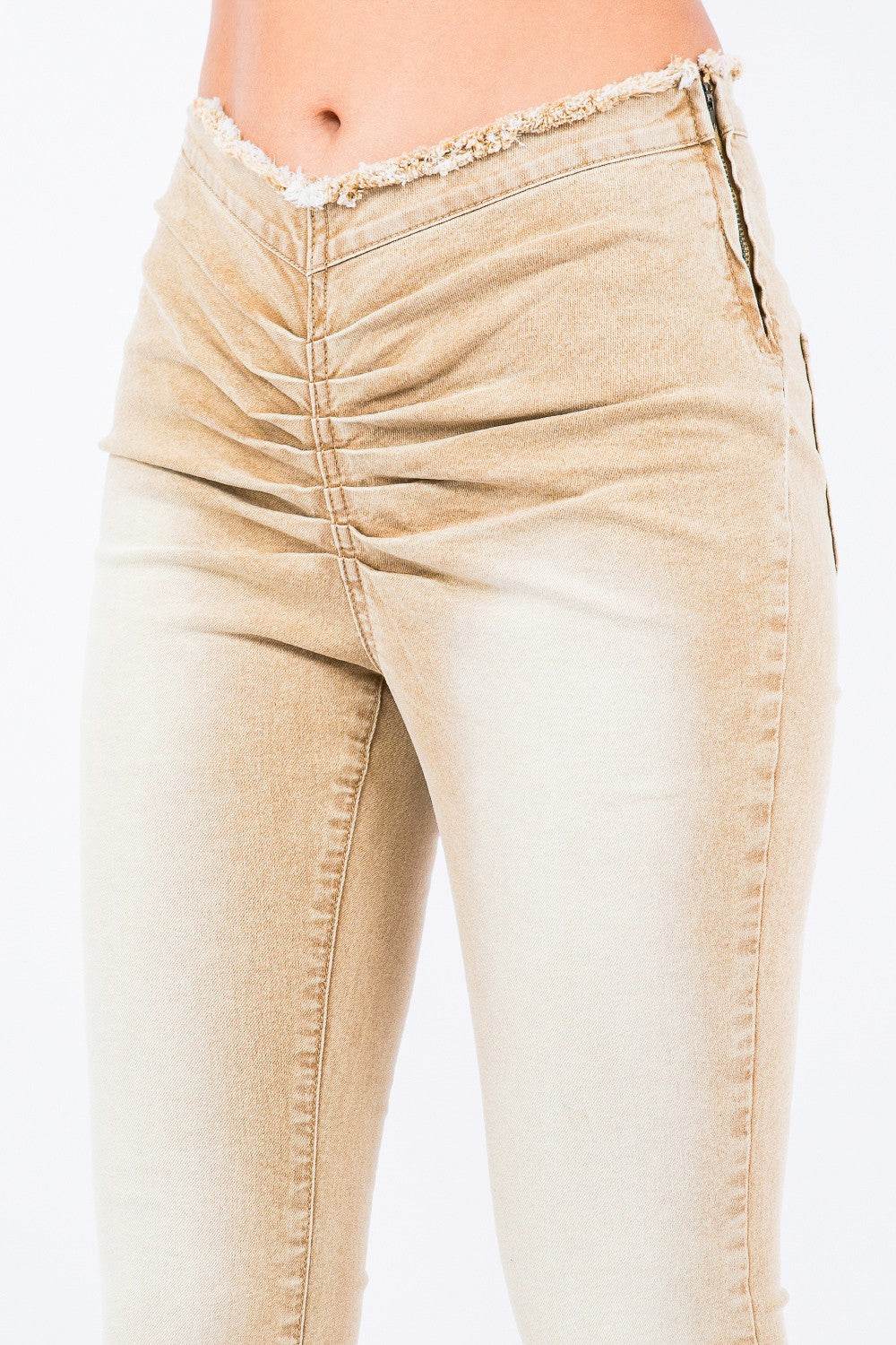 American Bazi V-Cut Ruched Flare Pants - DaTrendStore.Com