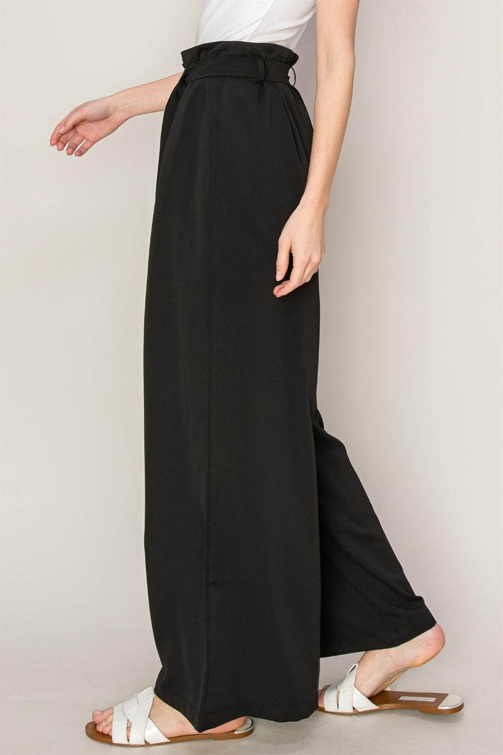 HYFVE Paperbag Waist Wide Leg Pants - DaTrendStore.Com