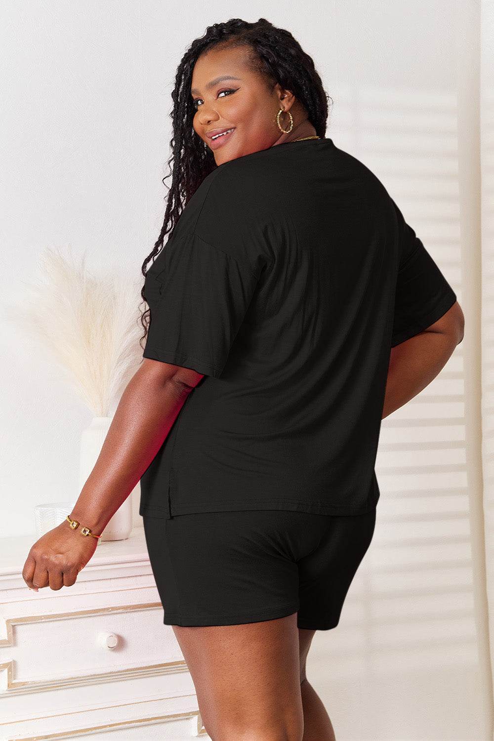Basic Bae Full Size Soft Rayon Half Sleeve Top and Shorts Set - DaTrendStore.Com
