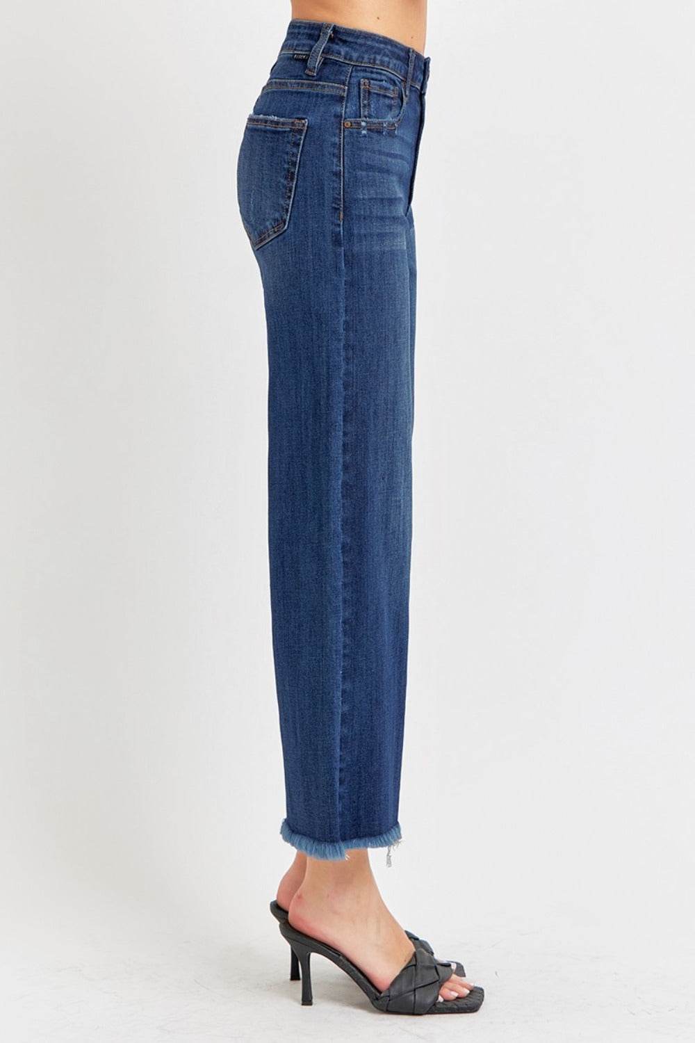 RISEN Full Size Raw Hem Cropped Wide Leg Jeans - DaTrendStore.Com