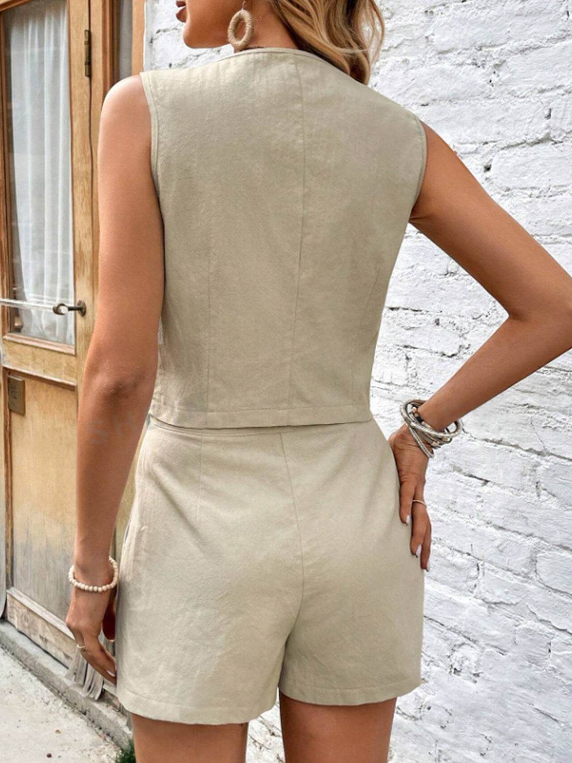 Scoop Neck Sleeveless Top and Shorts Set - DaTrendStore.Com