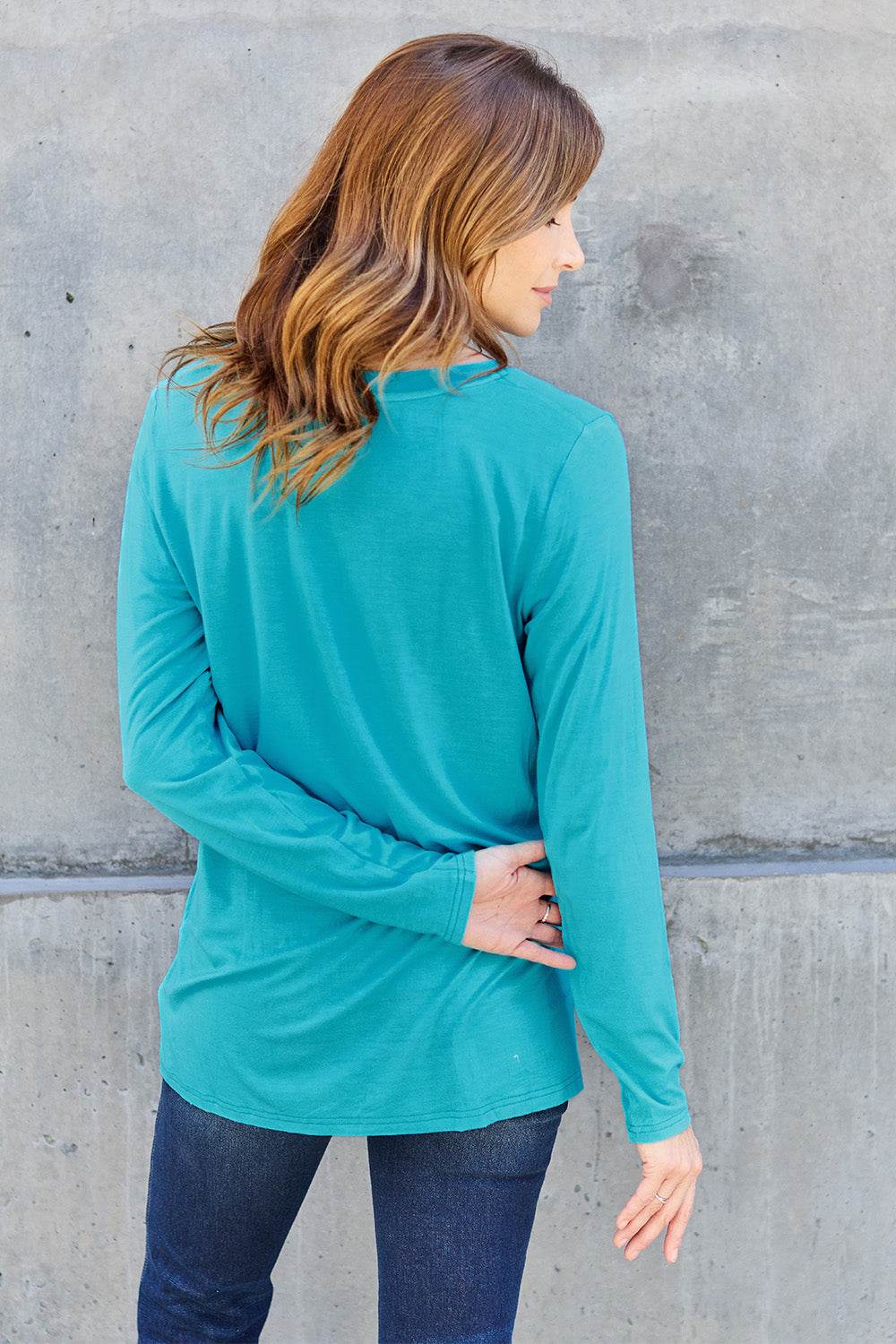 Basic Bae Full Size V-Neck Long Sleeve Top - DaTrendStore.Com