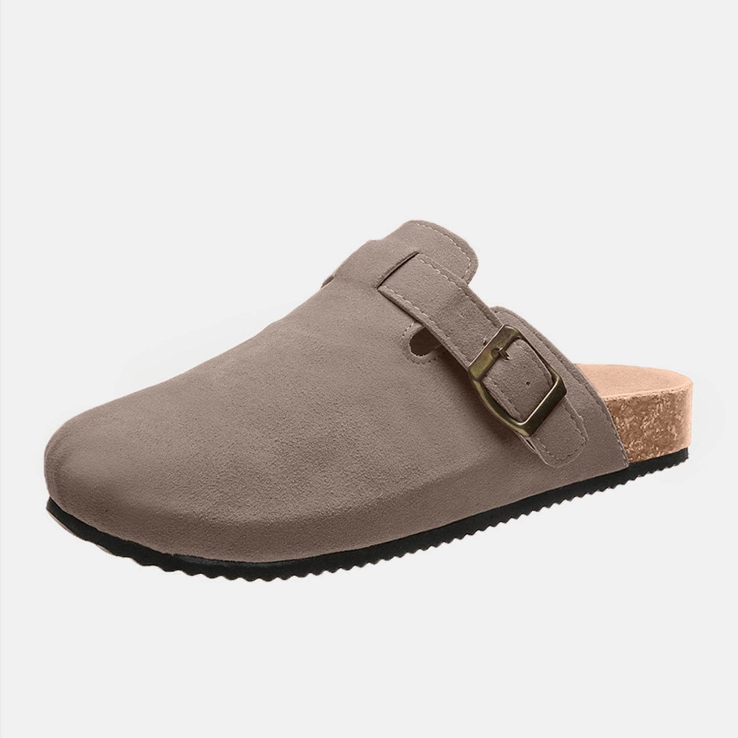 Suede Closed Toe Buckle Slide - DaTrendStore.Com