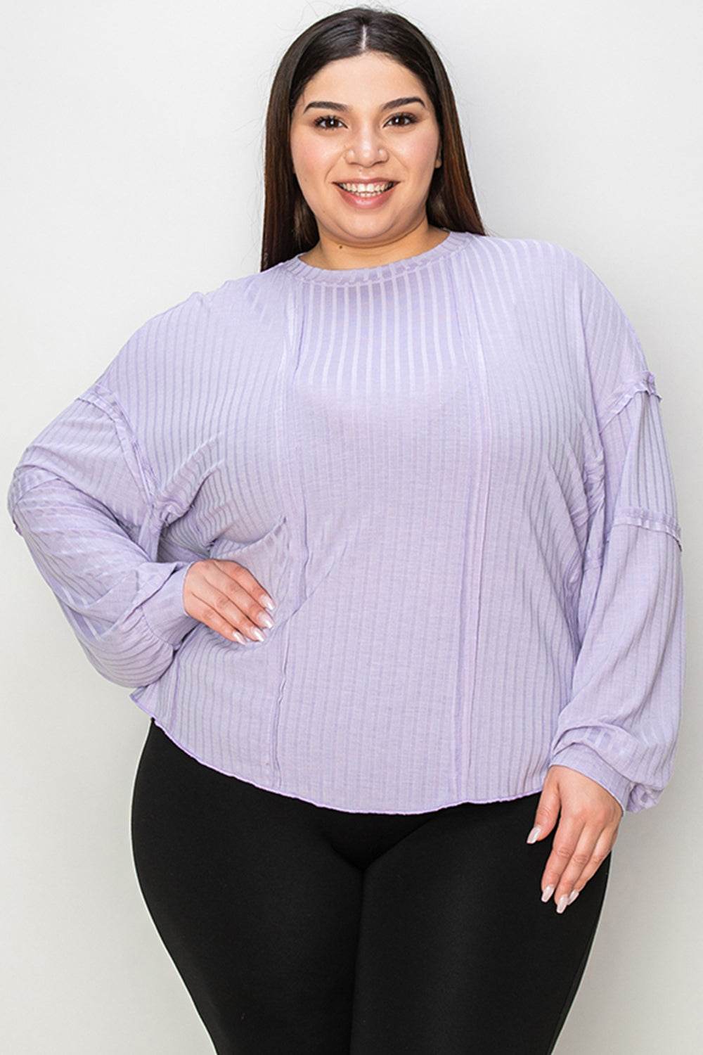 Basic Bae Full Size Ribbed Round Neck Long Sleeve T-Shirt - DaTrendStore.Com