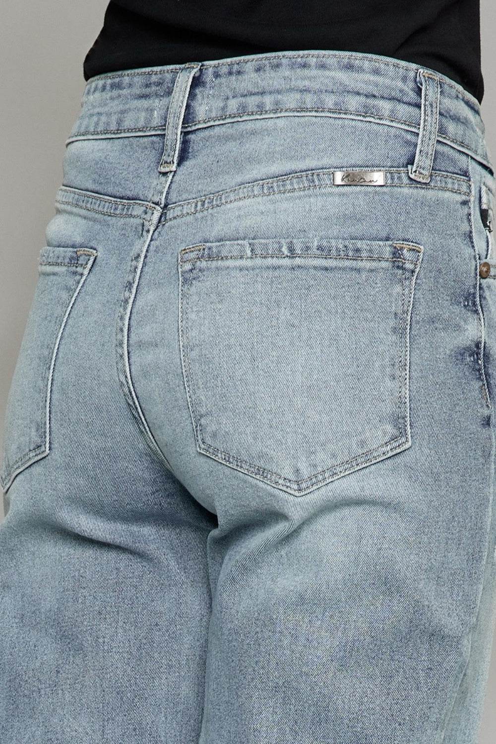 Kancan High Waist Raw Hem Cropped Wide Leg Jeans - DaTrendStore.Com