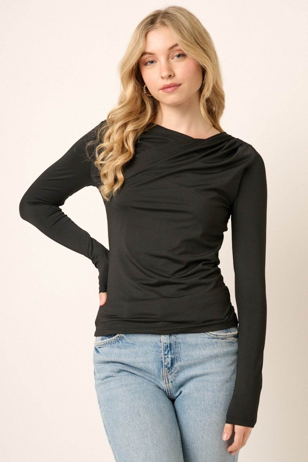 Mittoshop Ruched Long Sleeve Slim Top - DaTrendStore.Com