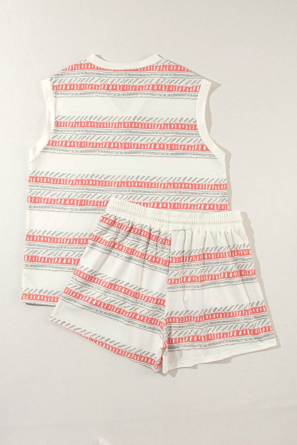 V-Neck Sleeveless Top and Drawstring Shorts Set - DaTrendStore.Com